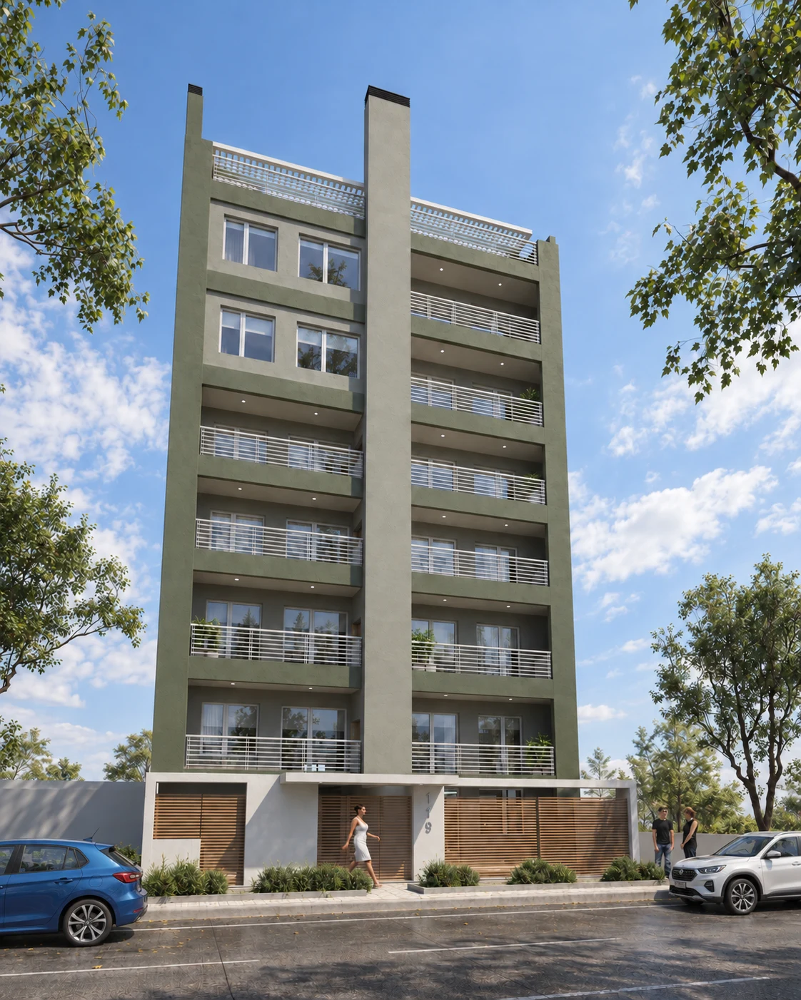 Render de la fachada del Edificio Dante