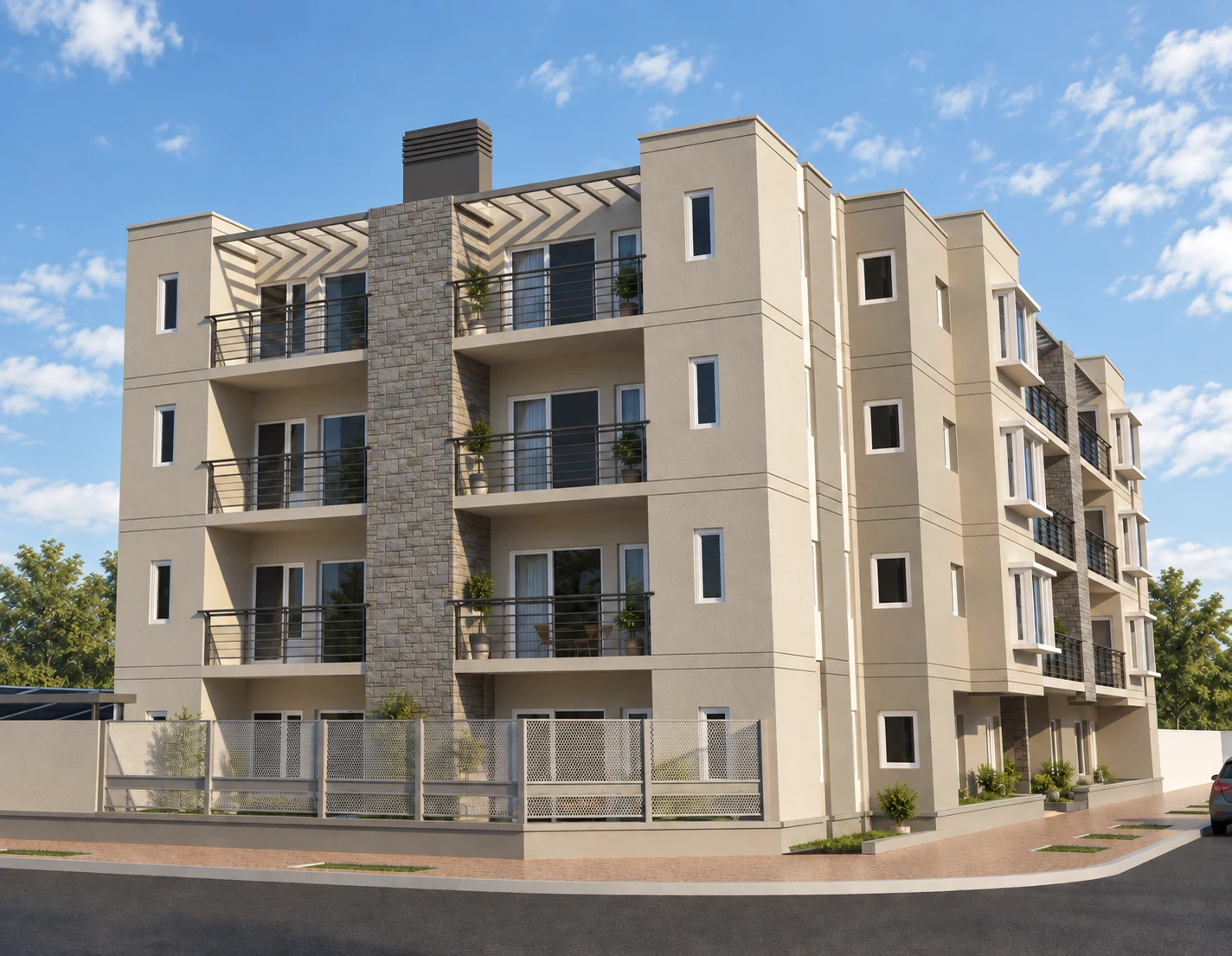 Render del Edificio Jazmín en esquina
