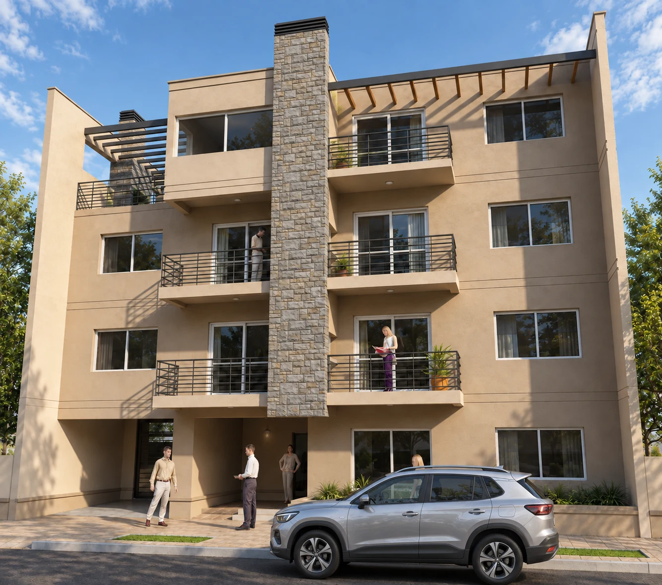 Render de la fachada del Edificio Juliana