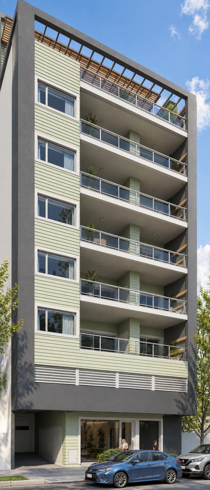 Render de la fachada del Edificio Luisa